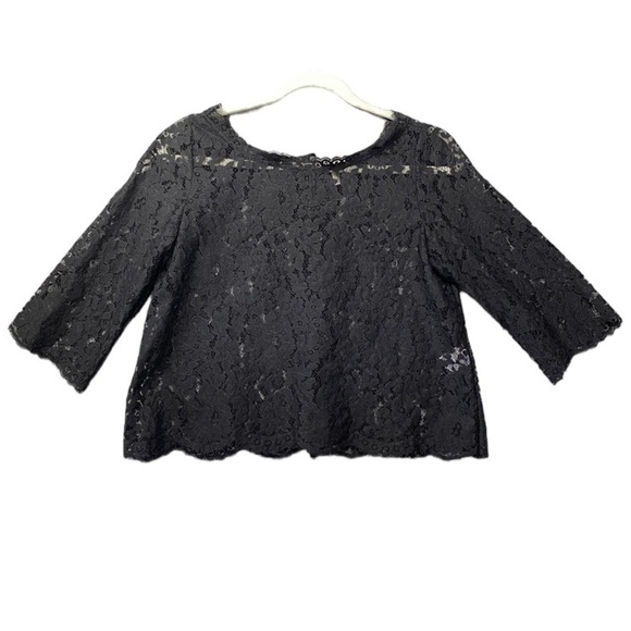 Joie Black Allover Lace Elvia C Top Sz S - Picture 2 of 10